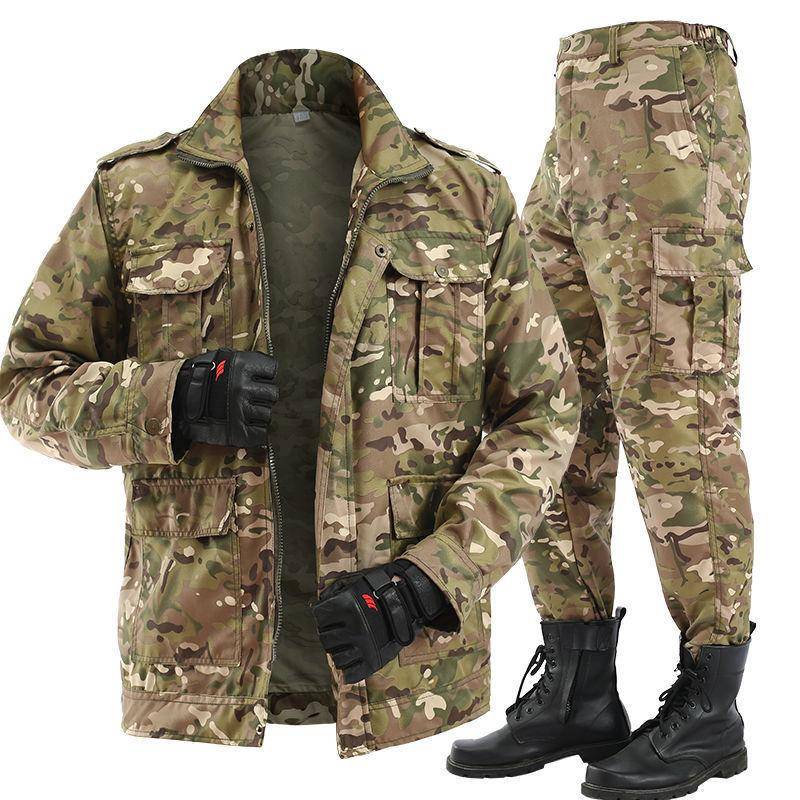Taktische Jacke Set Männer Warme Outdoor Armee Camouflate Kleidung Set Militär Mit Kapuze Jagd Fleece Mantel Kleidung Anzug M hellbraun von Joom DACH