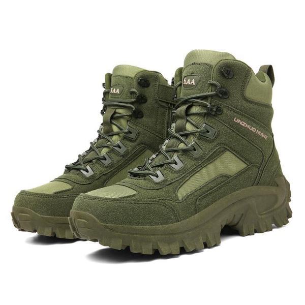 Taktische Militärische Herren-Armeestiefel, Outdoor-Bergsteigen, Wandern, Wüstenstiefel, wasserdichte, rutschfeste und knöchellange Freizeitschuhe 44 grün von Joom DACH