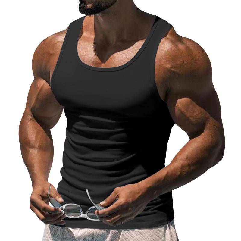 Tanktop für Herren, für den Sommer, Fitness, Training, einfarbig, dünn, ärmellos, schweißableitendes Racerback-Tanktop für den Sport M schwarz von Joom DACH