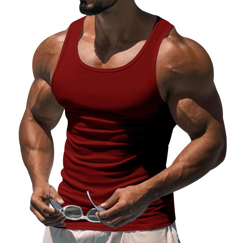 Tanktop für Herren, für den Sommer, Fitness, Training, einfarbig, dünn, ärmellos, schweißableitendes Racerback-Tanktop für den Sport XXL lila rot von Joom DACH
