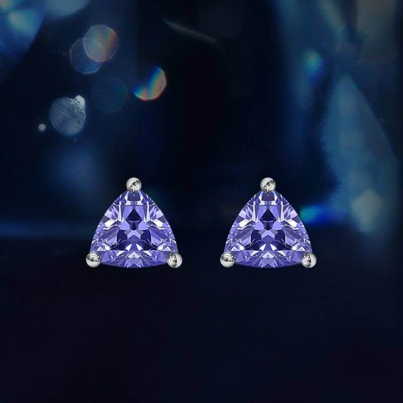 Tansanit Ohrstecker Schmuck Damen Silber Dreieck Ohrringe Violett von Joom DACH