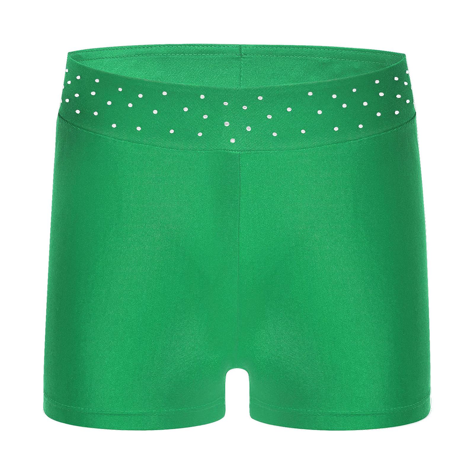 Tanzshorts für Mädchen mit glitzerndem Bund, dehnbarer Stoff für Eiskunstlauf-Akrobatik-Wettbewerbe 7-8 Years grün von Joom DACH