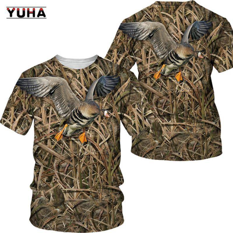 Tarnung Jagdtiere Wildschwein/Fuchs 3D T-Shirt Sommer Freizeit Herren T-Shirt Mode Straße Damen Pullover Kurzarm j XXL von Joom DACH