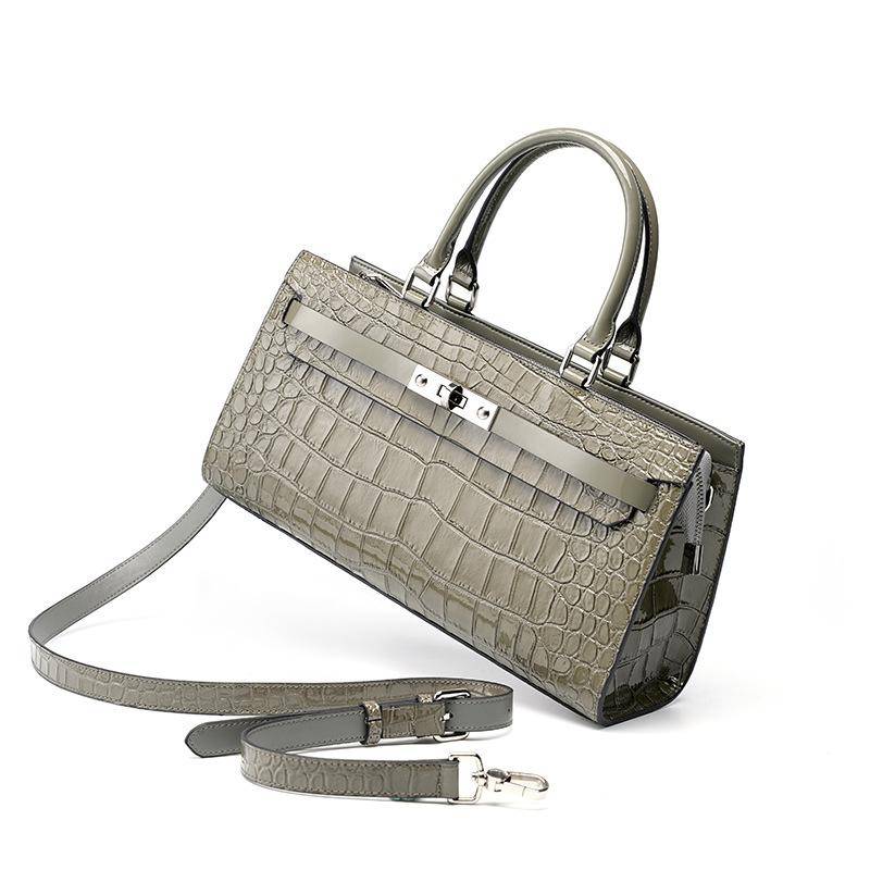 Tasche Alligator Leder All-in-One Damen Hand Bill Schulter Umhängetasche graue von Joom DACH