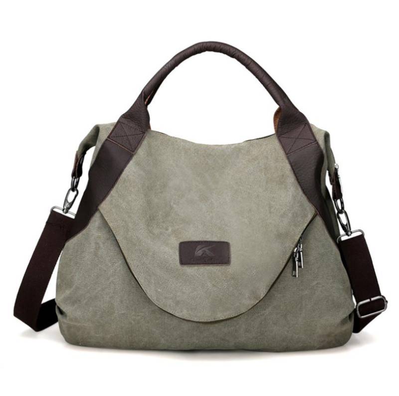 Tasche Damen Canvas Viele Taschen Multifunktionale Umhängetasche Handtasche Cross Body Messenger Bag armee grüne von Joom DACH