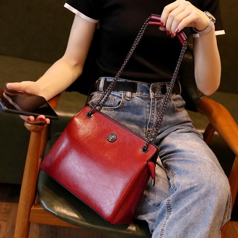 Tasche Damen Frühling und Sommer Leicht zu tragen Eine große Kapazität Schultertasche Kettentasche Umhängetasche Achseltasche Retro rot von Joom DACH