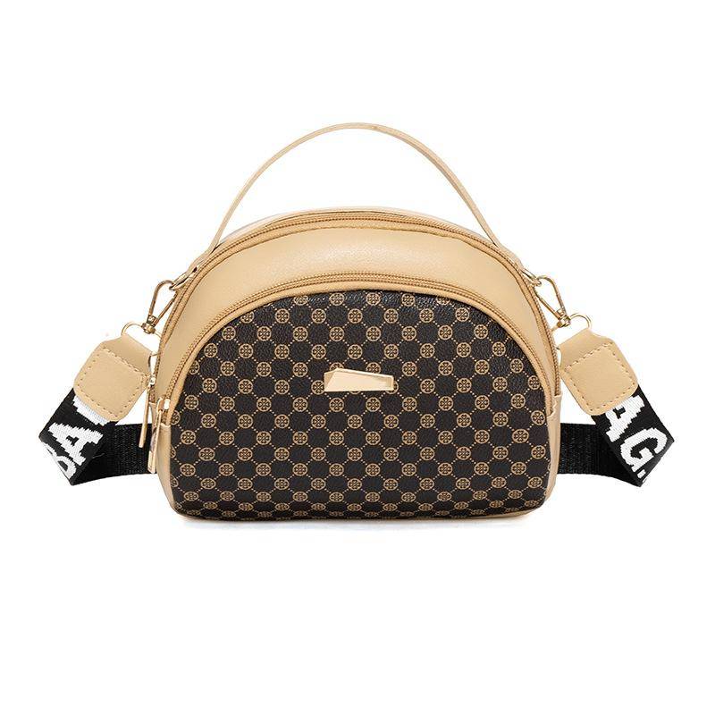 Tasche Damen Neue Kreis Muster Eisen Blatt Dekorative Schulter Tasche Crossbody Handtasche 22*11*17CM apricot von Joom DACH