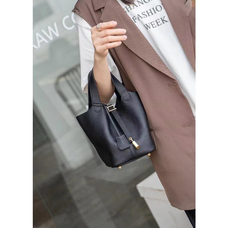 Tasche Sommer Hand Eimer Korb Damen Tasche aus echtem Leder Handtasche One Size schwarz von Joom DACH