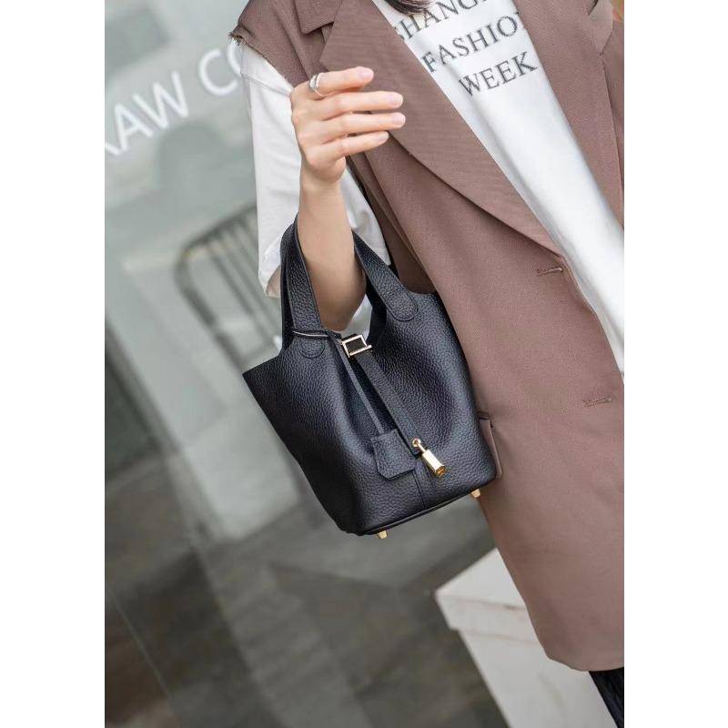 Tasche Sommer Hand Eimer Korb Damen Tasche aus echtem Leder Handtasche One Size schwarz von Joom DACH