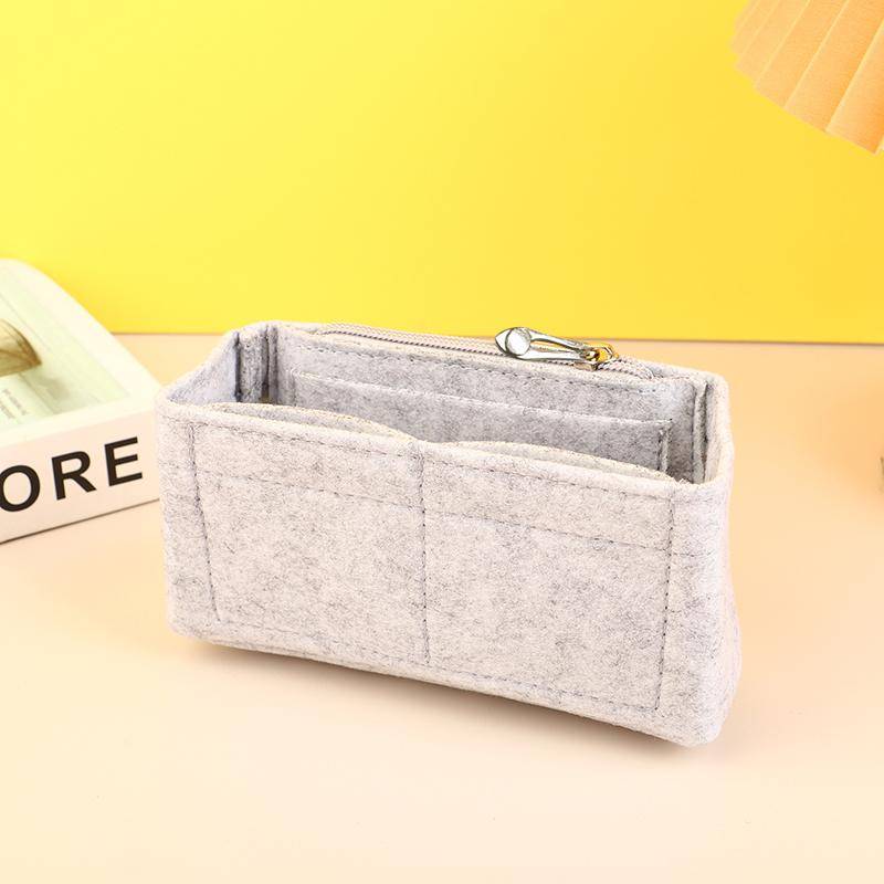 Taschen-Organizer für Mini-Taschen-Aufbewahrungstasche, die Liner-Tasche, Filz-Geldbörsen-Einsatz, Handtasche, Liner-Tasche, Filz-Innenblasentasche hellgrau von Joom DACH