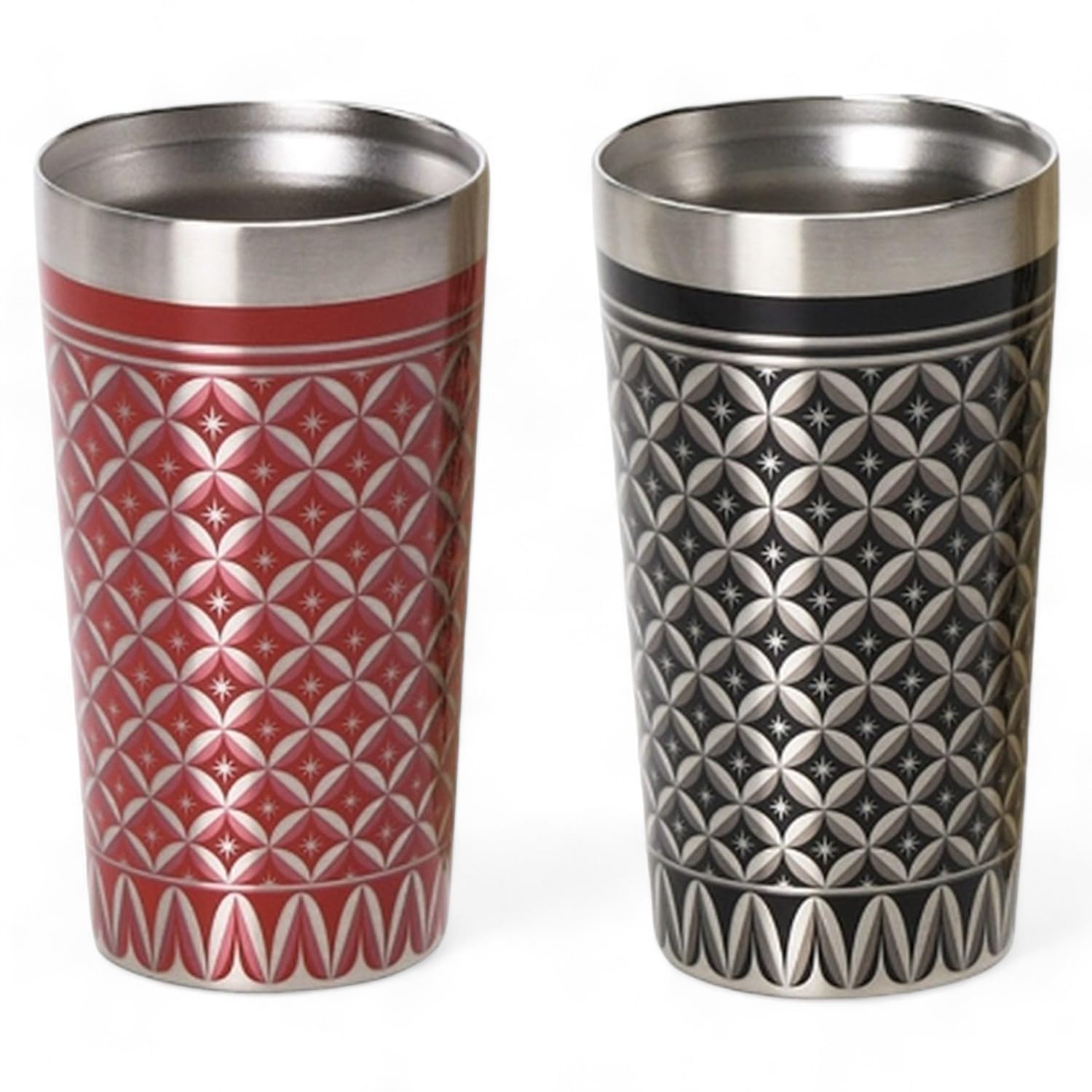 Tasse Edelstahl Paar Vakuum Doppelschicht Becher Paar Rot und Schwarz in Holzbox 350ml J-kitchens von Joom DACH