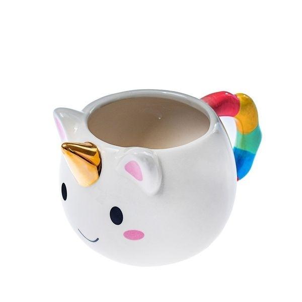 Regenbogen Einhorn Becher goldenes Horn ungewöhnliche originelle Tasse von Joom DACH