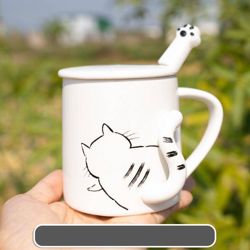 Tassen Weiblicher Löffel Kaffeetasse Keramik Paar Stil Einfache Haushaltstrinkbecher Frühstück Milch Teetasse von Joom DACH