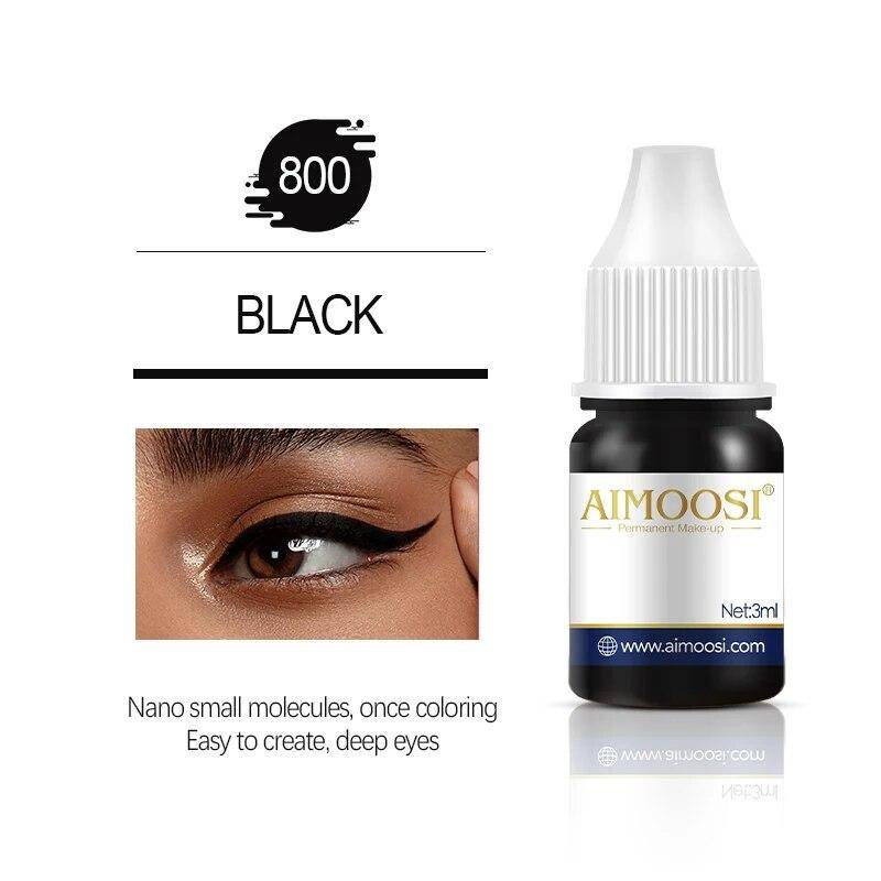 Tattoo-Tinte Nano-Pigment Milchfarben für semipermanentes Make-up-Set, Tönung, Augenbrauen, Eyeliner, Lippen, Schönheit, 3 ml Microblading-Pigmente 800 Black von Joom DACH