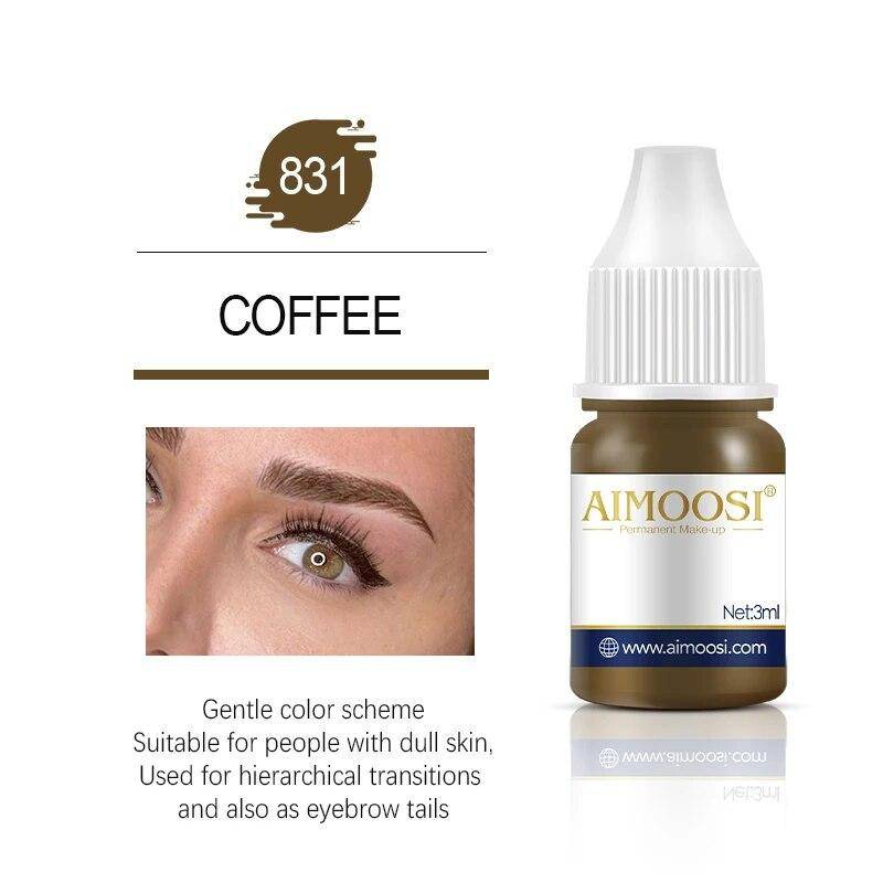 Tattoo-Tinte Nano-Pigment Milchfarben für semipermanentes Make-up-Set, Tönung, Augenbrauen, Eyeliner, Lippen, Schönheit, 3 ml Microblading-Pigmente 831 COFFEE von Joom DACH