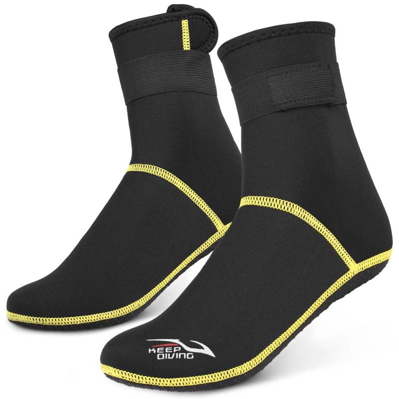 Tauchsocken, 3 mm Neopren, Strand-Wassersocken, Thermo-Neoprenanzug-Stiefel, rutschfeste Tauchsocken für Rafting, Schnorcheln, Segeln, Schwimmen XXL schwarz Tauchsocken, 3 mm Neopren, Strand-Wassersocken, Thermo-Neoprenanzug-Stiefel, rutschfeste Tauchsocken für Rafting, Schnorcheln, Segeln, Schwimmen XXL schwarz von Joom DACH