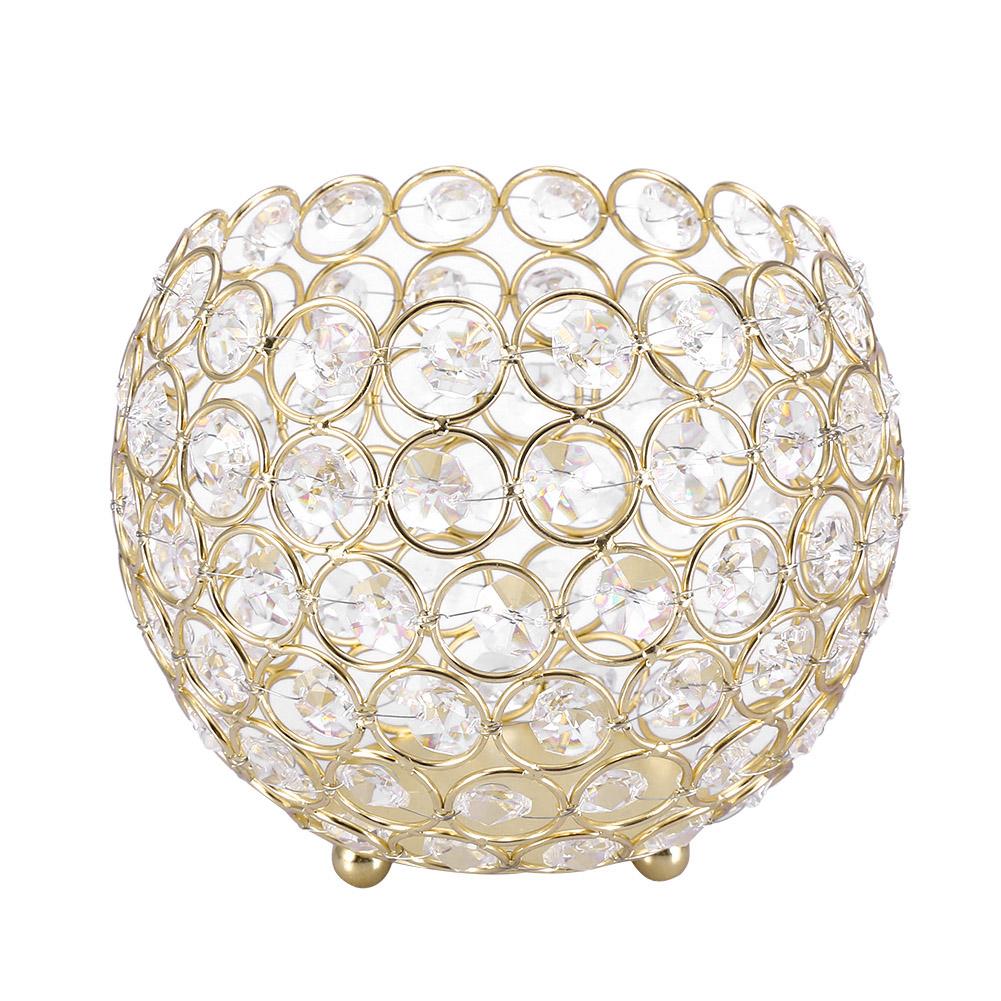 Teelichthalter aus Kristallglas, Tischdekoration für Hochzeiten (Gold Durchmesser 15cm) von Joom DACH