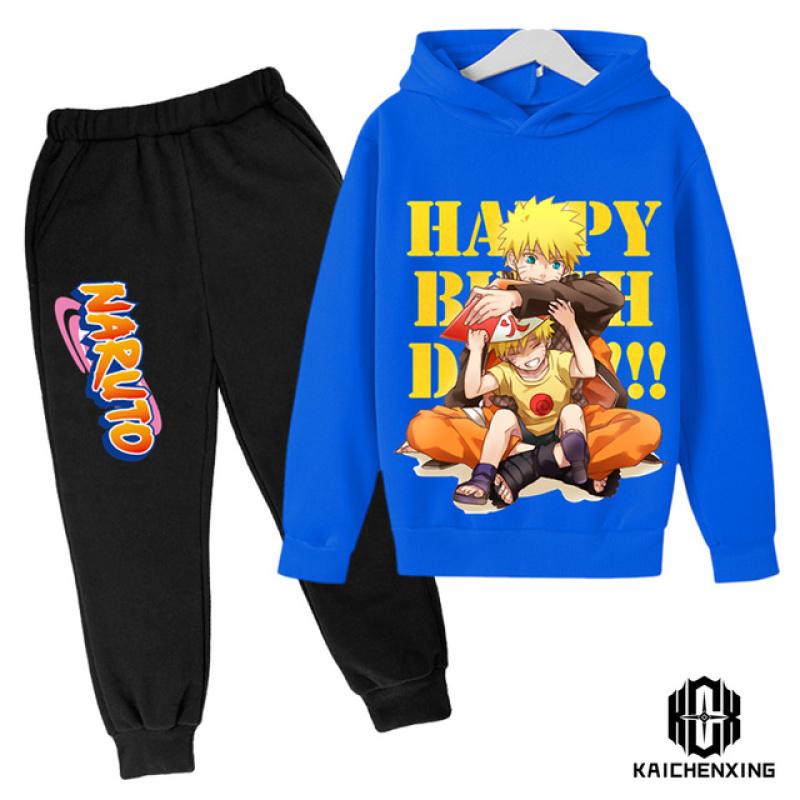 Teen Kinder Kleidung Baby Jungen Kostüm Japan Anime Naruto Trainingsanzug Tops Hosen 2PCS Kinder Junge Winter Baumwolle Druck Outfits set 130 von Joom DACH