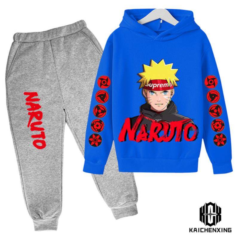 Teen Kinder Kleidung Baby Jungen Kostüm Japan Anime Naruto Trainingsanzug Tops Hosen 2PCS Kinder Junge Winter Baumwolle Druck Outfits set 150 von Joom DACH