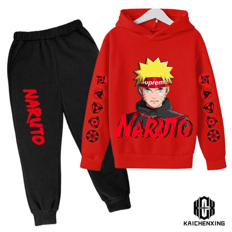Teen Kinder Kleidung Baby Jungen Kostüm Japan Anime Naruto Trainingsanzug Tops Hosen 2PCS Kinder Junge Winter Baumwolle Druck Outfits set 150 von Joom DACH