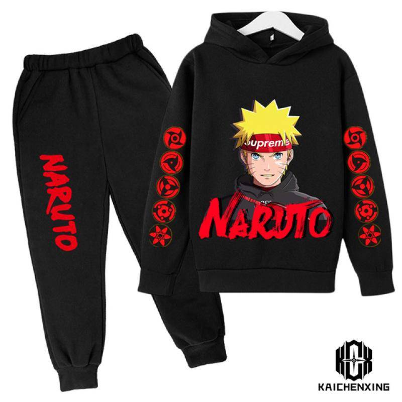 Teen Kinder Kleidung Baby Jungen Kostüm Japan Anime Naruto Trainingsanzug Tops Hosen 2PCS Kinder Junge Winter Baumwolle Druck Outfits set 150 von Joom DACH