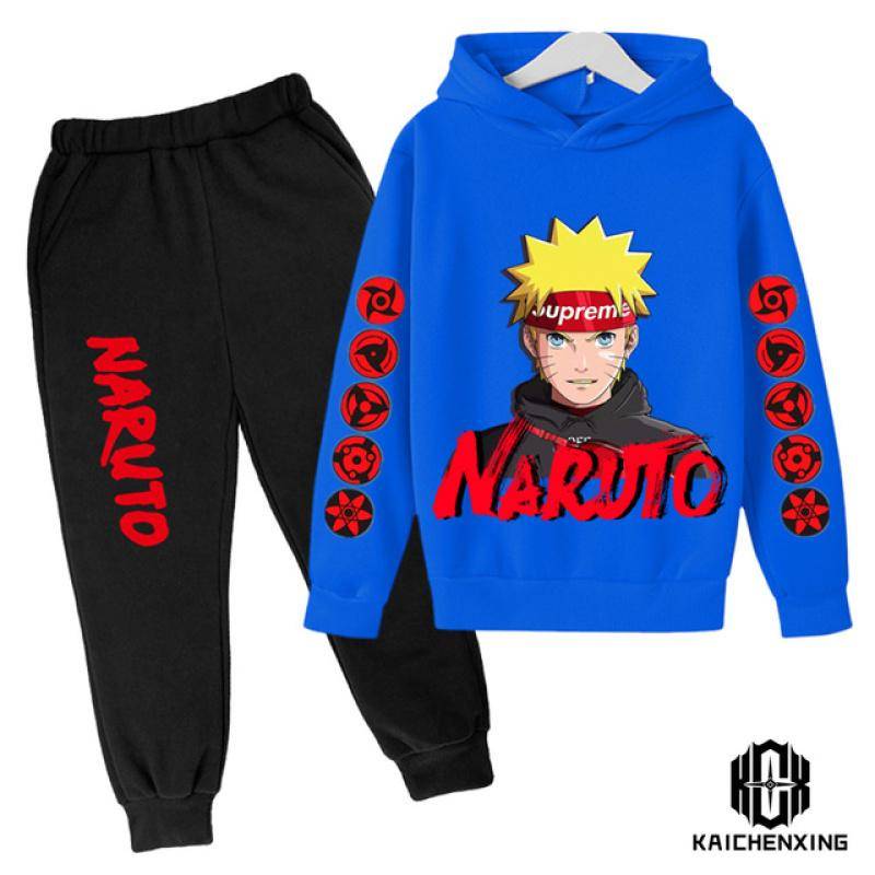 Teen Kinder Kleidung Baby Jungen Kostüm Japan Anime Naruto Trainingsanzug Tops Hosen 2PCS Kinder Junge Winter Baumwolle Druck Outfits set 150 von Joom DACH