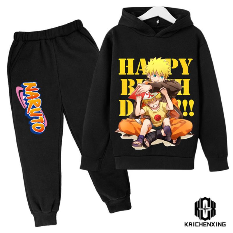 Teen Kinder Kleidung Baby Jungen Kostüm Japan Anime Naruto Trainingsanzug Tops Hosen 2PCS Kinder Junge Winter Baumwolle Druck Outfits set 150 von Joom DACH