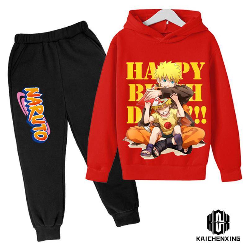 Teen Kinder Kleidung Baby Jungen Kostüm Japan Anime Naruto Trainingsanzug Tops Hosen 2PCS Kinder Junge Winter Baumwolle Druck Outfits set 160 von Joom DACH