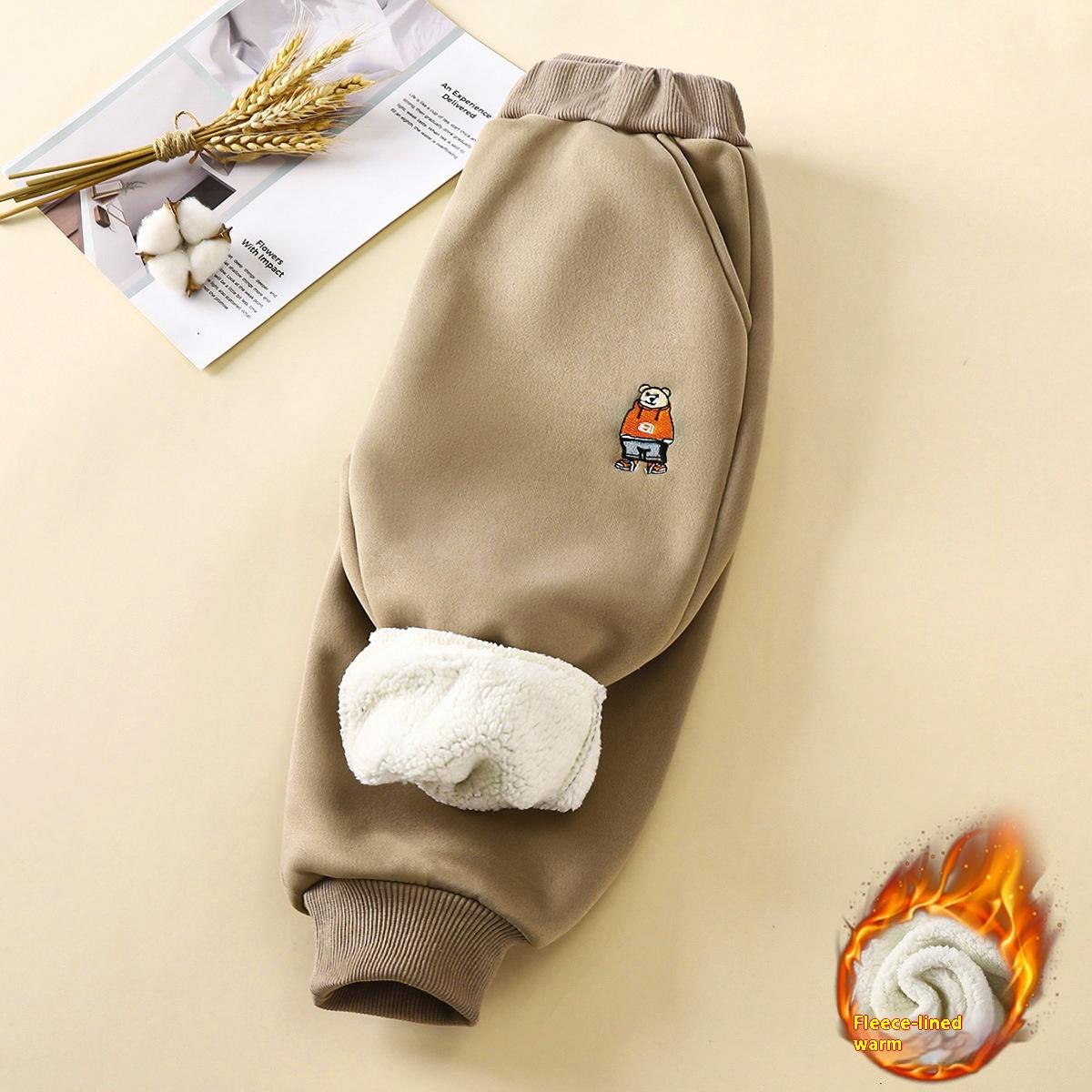 Teenager-Hosen für 2-11 Jahre alt solide Jungen Mädchen lässig verdicken Sport Hosen Winter Kinder Plus Samt Hose 130cm von Joom DACH