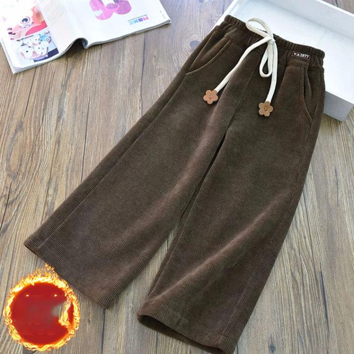 Teenager Mädchen Lockere Cordhosen Einfarbig Lässige Warme Hosen Mädchen Kleidung Fleecehosen Jogginghose für Kinder 110 kaffeebraun von Joom DACH