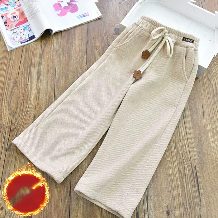 Teenager Mädchen Lockere Cordhosen Einfarbig Lässige Warme Hosen Mädchen Kleidung Fleecehosen Jogginghose für Kinder 150 beige von Joom DACH