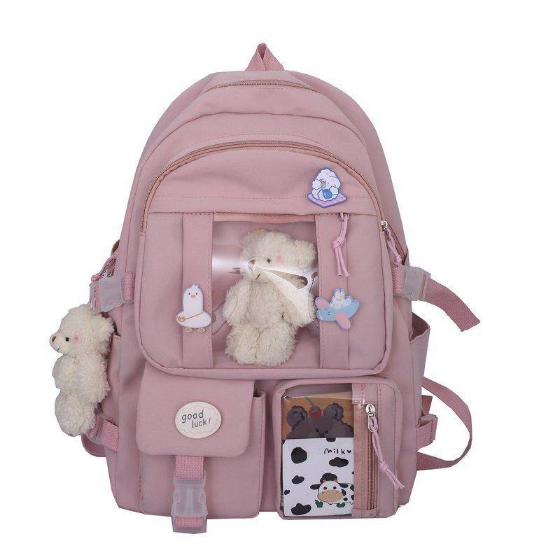 Teenager Rucksäcke für Mädchen Schultaschen Frauen Multipocket Tasche große Kapazität Rucksack Mochila Feminina Kawaii Taschen 44cm*31cm*14cm rosa von Joom DACH