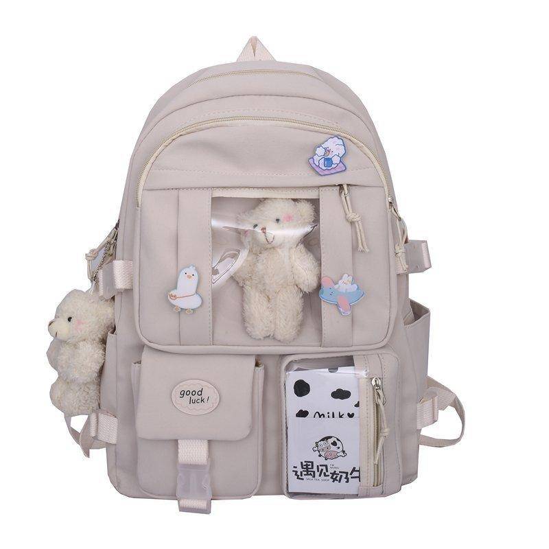 Teenager Rucksäcke für Mädchen Schultaschen Frauen Multipocket Tasche große Kapazität Rucksack Mochila Feminina Kawaii Taschen 44cm*31cm*14cm weiß von Joom DACH