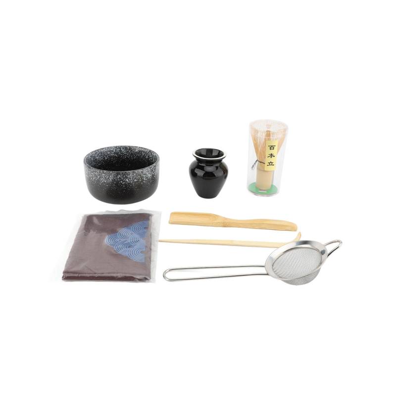 Teezubereitungswerkzeuge Matcha-Schale Löffel Besen Handtuch Schöpfkelle Teehalter und Siebnetz für Zuhause Antik Kiln Blackening von Joom DACH