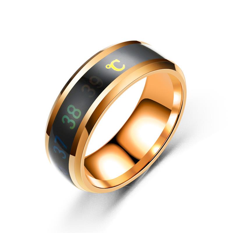 Temperaturring Titanstahl Stimmung Emotion Gefühl Intelligente temperaturempfindliche Ringe für Frauen Männer Wasserdichter Schmuck 7 rose gold von Joom DACH