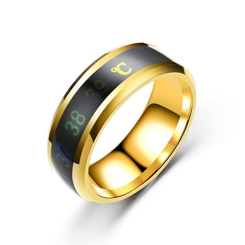 Temperaturring Titanstahl Stimmung Emotion Gefühl Intelligente temperaturempfindliche Ringe für Frauen Männer Wasserdichter Schmuck 9 gold von Joom DACH