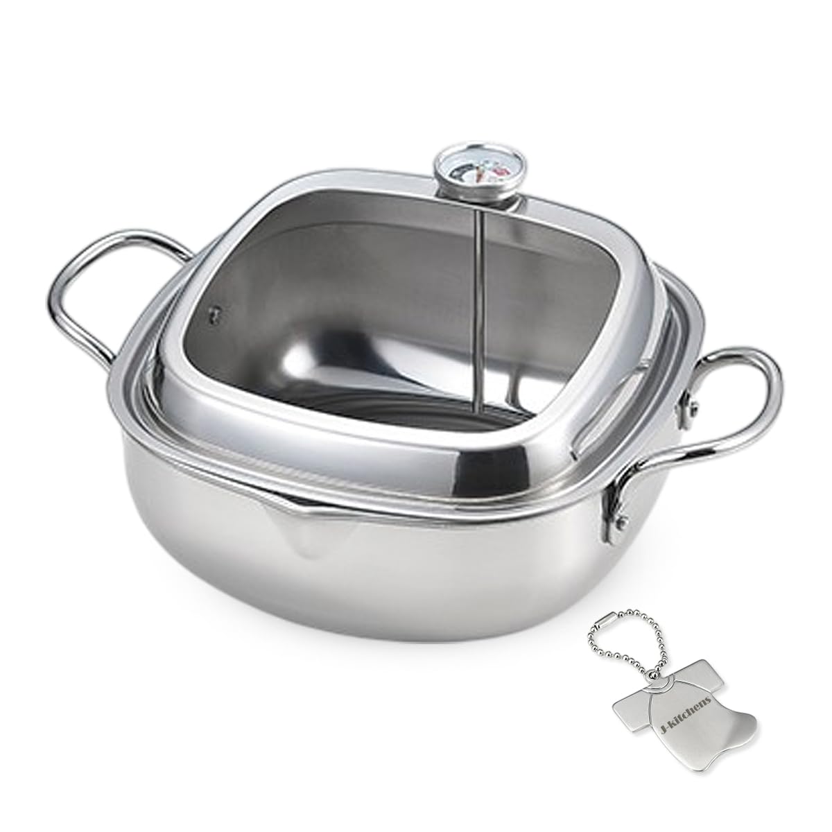 Tempura komplett aus Edelstahl, hergestellt mit Originaletikett J-kitchens Topf, quadratisch, Stahl, 20cm, Japan, silber von Joom DACH