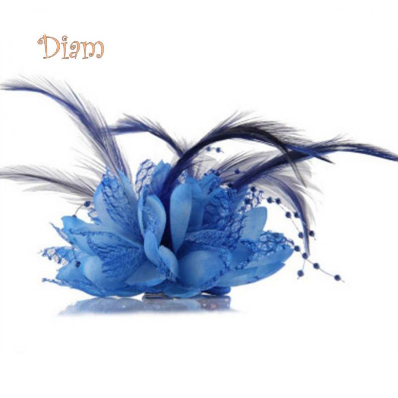 Tenfyer Damen Blumen-Feder-Corsage-Haarband, Haarspange, Kopfbedeckung, Party-Dekoration, Geschenk blau von Joom DACH