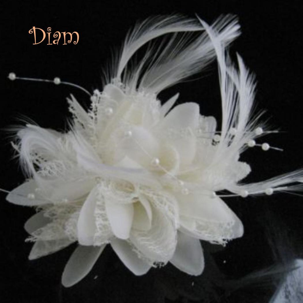 Tenfyer Damen Blumen-Feder-Corsage-Haarband, Haarspange, Kopfbedeckung, Party-Dekoration, Geschenk weiß von Joom DACH