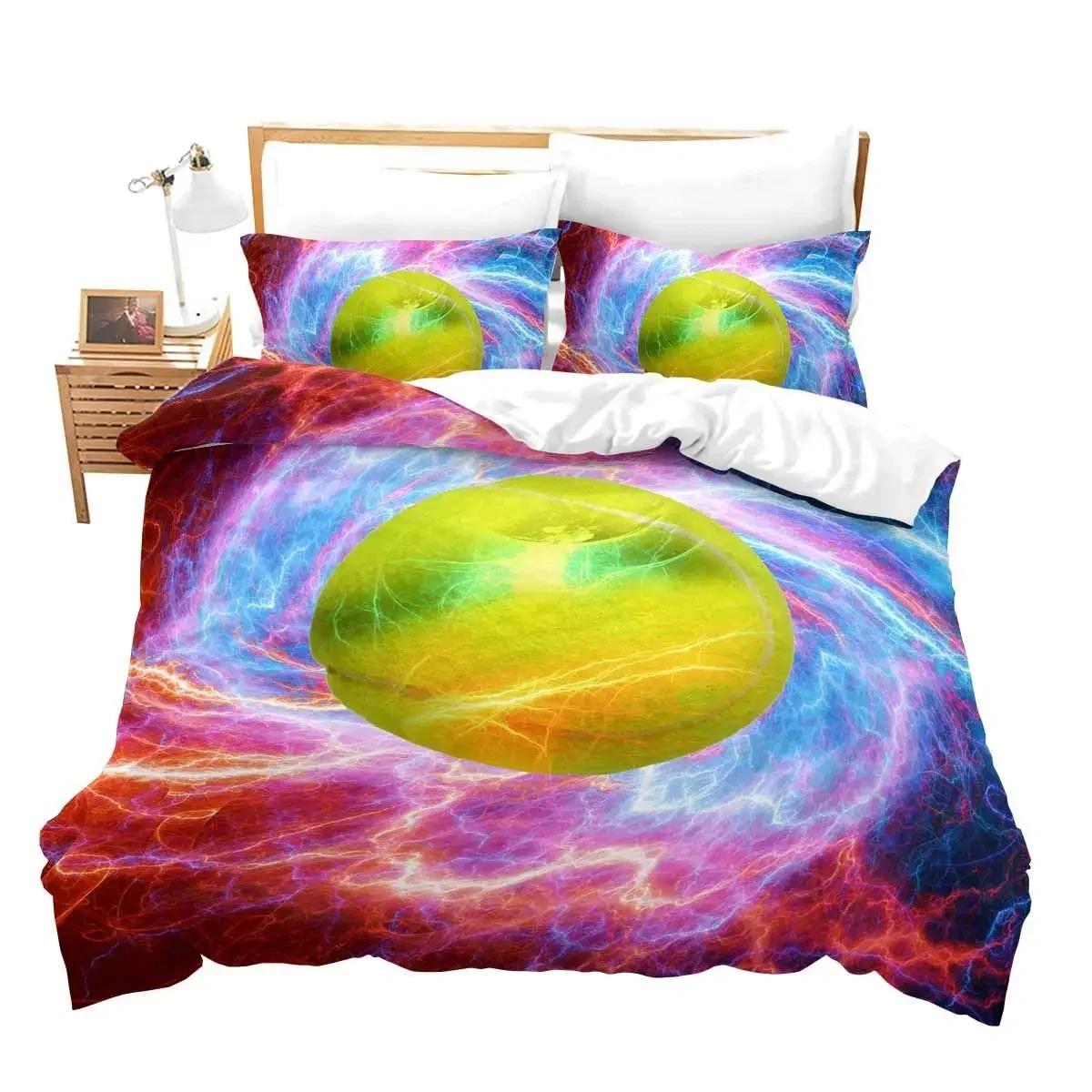 Tennisball Bettbezug Set King/Queen Größe, Sportspiel Themen Bettwäsche Set für Kinder Jungen Erwachsene, Moderne Schlafzimmer Deko Steppdecke 70x133cm von Joom DACH