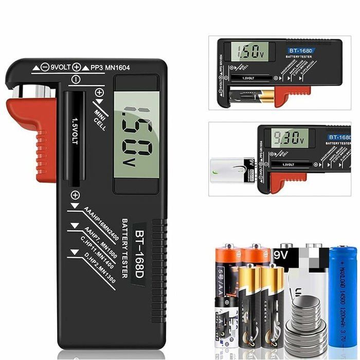 Digitaler Batterietester, Universal-Batterietester, Batterietester, für Batterien AA, AAA, C, D, PP3, 9 V, 1,5 V, Knöpfe - Fonc von Joom DACH