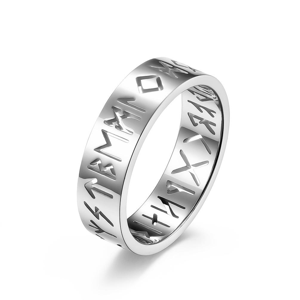 Text Hohler Ring aus Titanstahl für Herren, Heiratsantrag, einfacher Ring, Handschmuck, Geschenk 9# silber von Joom DACH