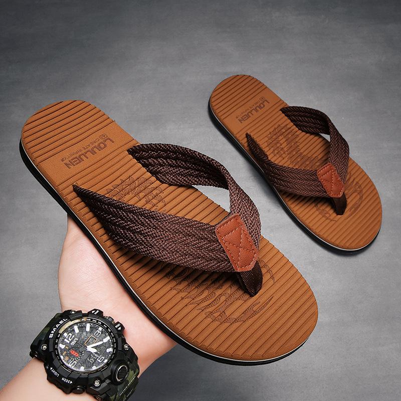Thailändische Flip-Flops Herren Sommerbekleidung rutschfest und desodorierend Internet-Berühmtheit Mode Hausschuhe Herren trendig Herren Zehensteg-Slipper 42 von Joom DACH