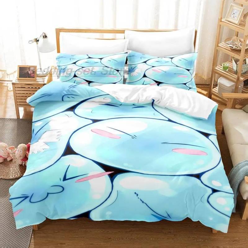 That Time I Got Reincarnated as a Slime Bettwäsche-Set Einzelbett Twin Full Queen King Size Bettset Erwachsene Kinder 3D-Druck Anime Cartoons EU Twin 135x200cm von Joom DACH