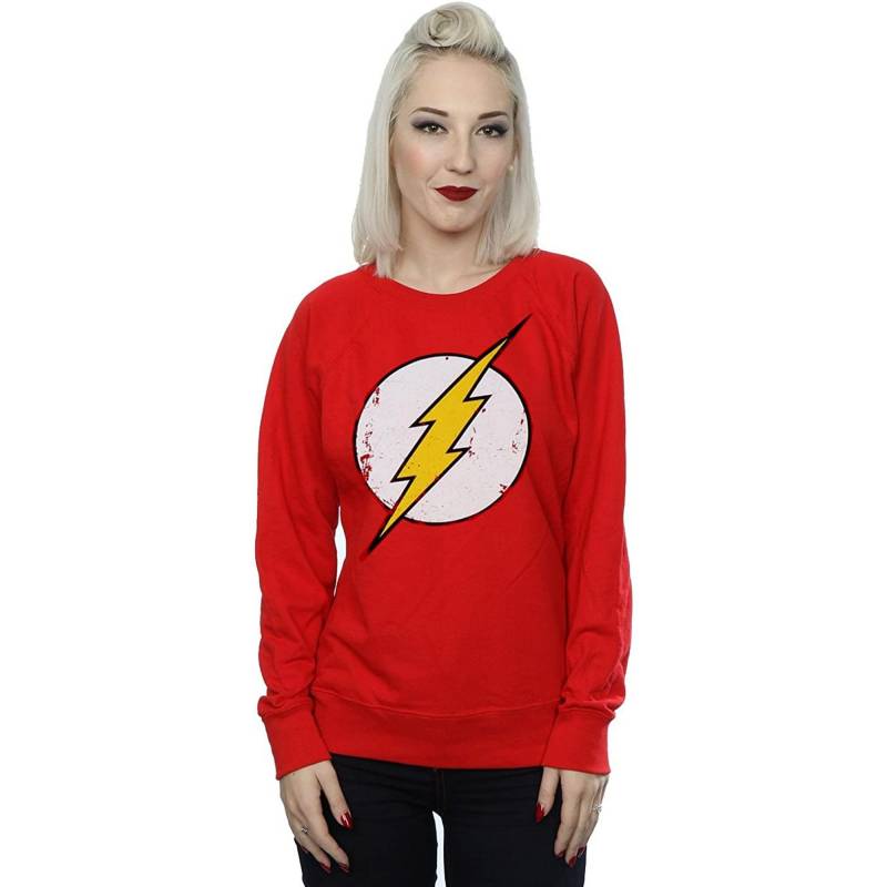 The Flash Damen-/Damen-Sweatshirt aus Baumwolle mit Distressed-Logo XS rot von Joom DACH