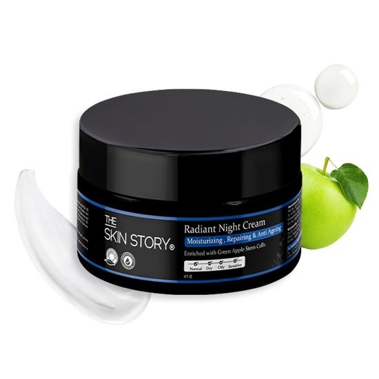The Skin Story Anti-Aging Strahlende Nachtcreme für Frauen | Nachtcreme für strahlende Haut | Bekämpft feine Linien | Mit Stammzellen 45g von Joom DACH