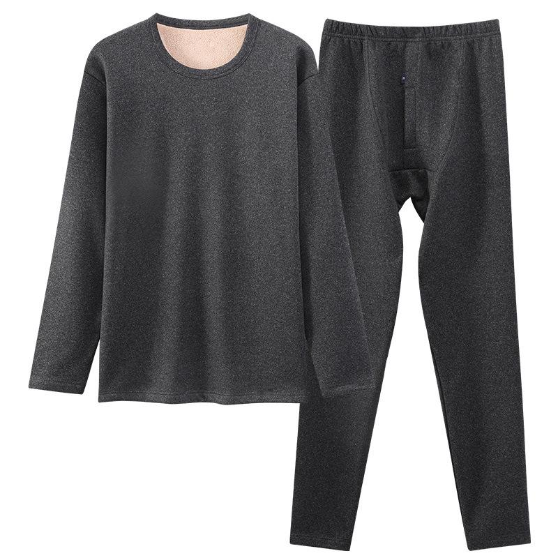 Thermische Herren-Basisschicht-Set mit Lammwolle – Dicke, plüschige, kältefeste Unterwäsche für Herbst und Winter L for 100-125 lbs von Joom DACH