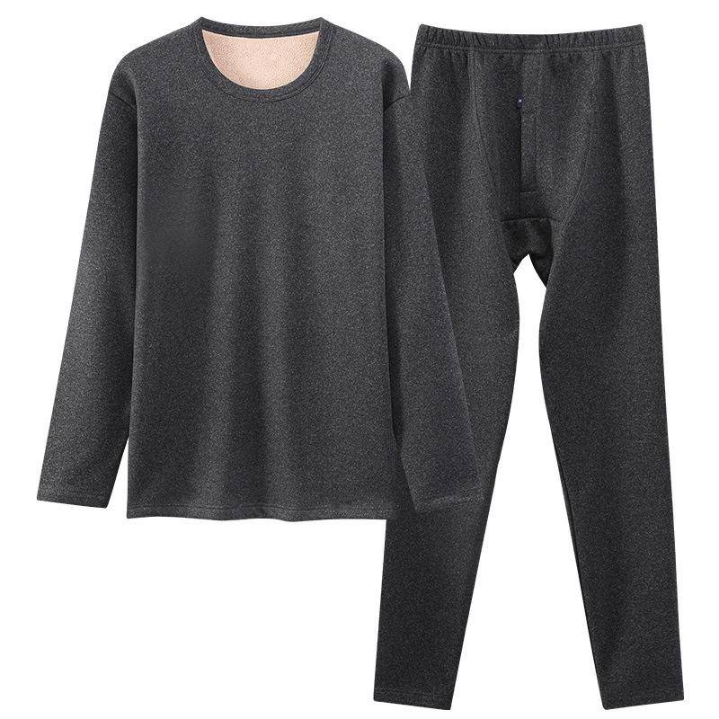 Thermische Herren-Basisschicht-Set mit Lammwolle – Dicke, plüschige, kältefeste Unterwäsche für Herbst und Winter L for 100-125 lbs von Joom DACH