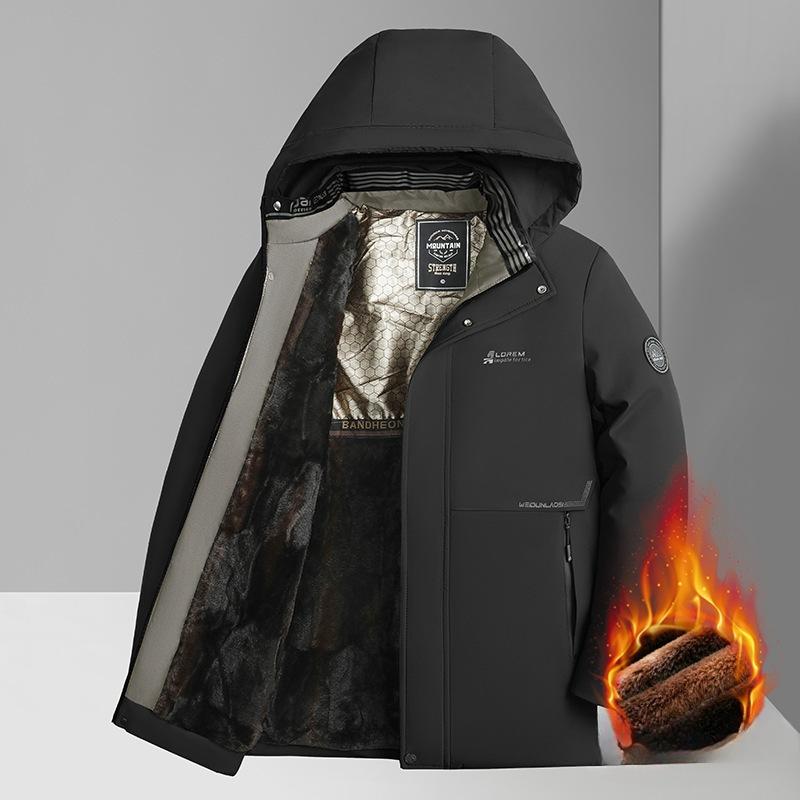 Thermo-Baumwollkleidung für Herren mit abnehmbarer Kapuze, Winterkleidung für Jugendliche mit Baumwollpolsterung 4XL von Joom DACH