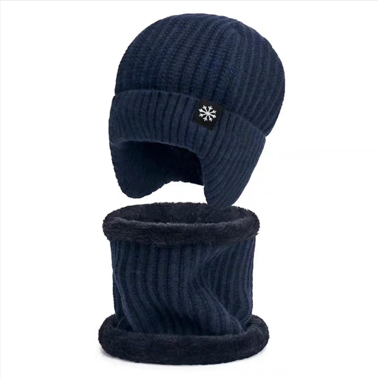 Thermo-Fleece-Beanie für Herren, Wintermütze, weich gestrickt, warme Skimütze, Outdoor-Kopfbedeckung für kaltes Wetter 1 SET dunkelblaue von Joom DACH